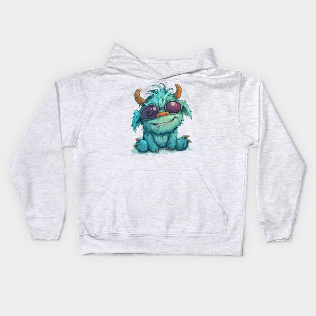 Cute Fluffy Monster Kids Hoodie by Obotan Mmienu